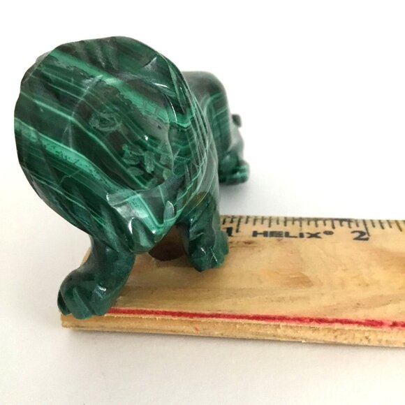 MALACHITE Hand-Carved Lion Figurine Zaire Congo 3" Crystal Healing Protection - Picture 7 of 8